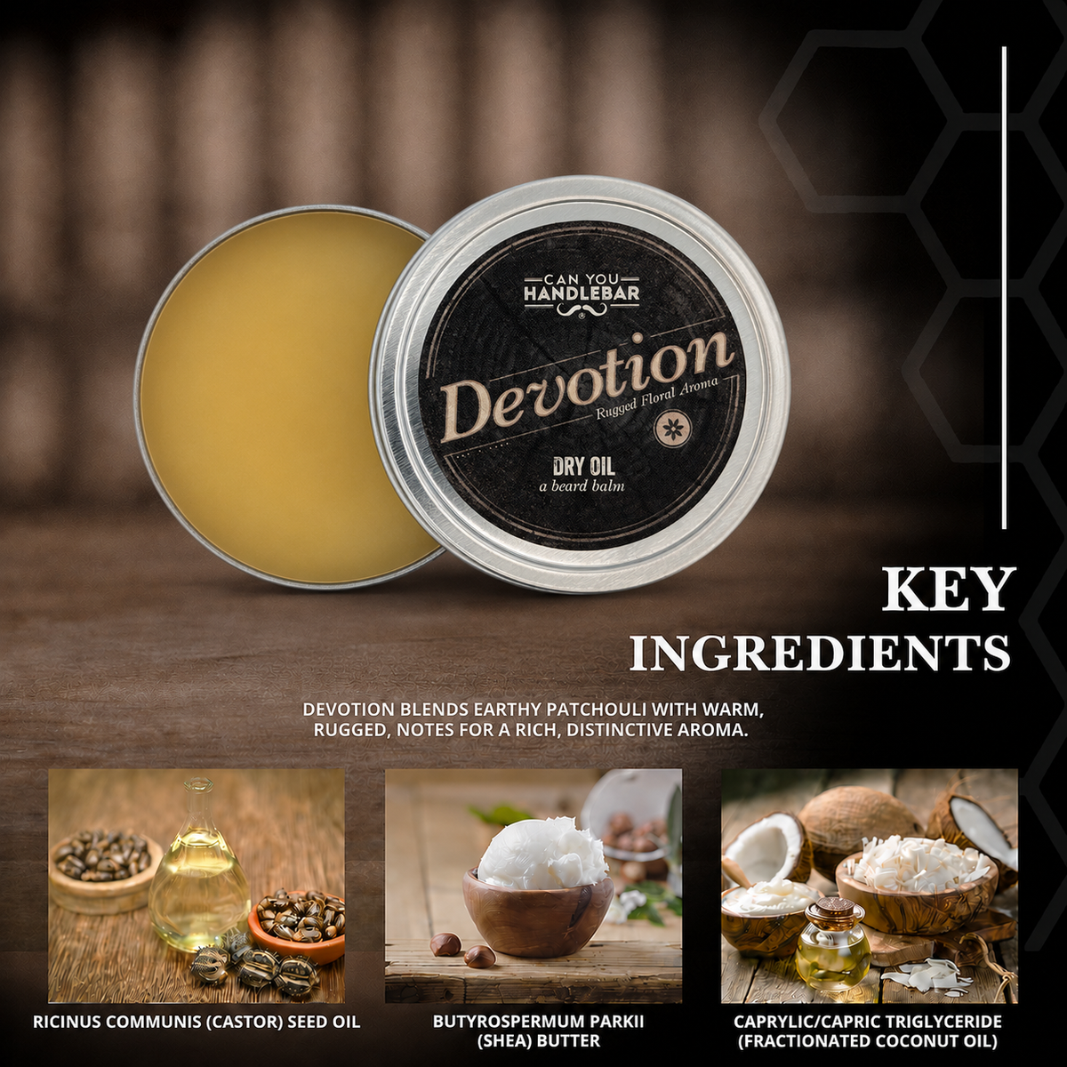 Devotion Dry Oil: Rugged Patchouli Beard Balm